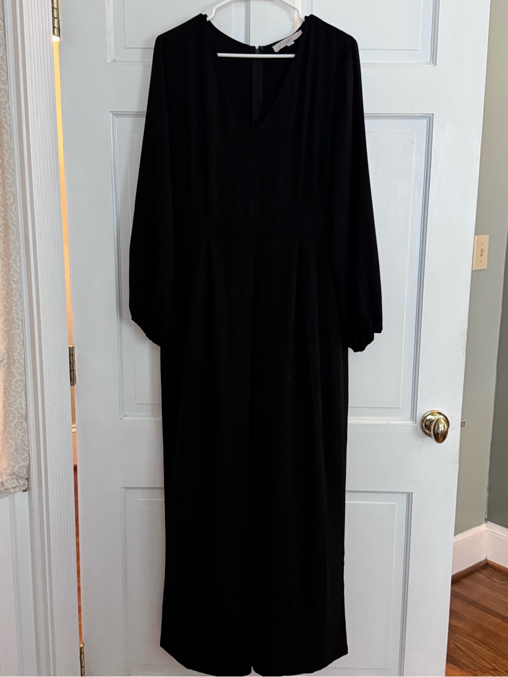 LOFT Black Wide-Leg Jumpsuit with V-Neck